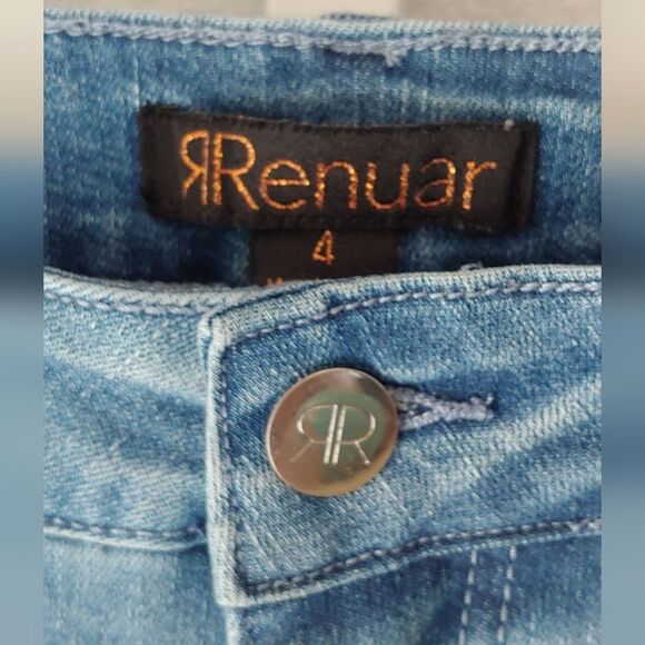Renuar Classic Straight Leg Cropped Jean w Embroidered Stars Sz 4 - Picture 6 of 6